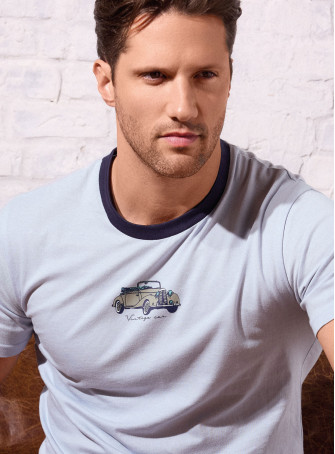 Pigiama uomo girocollo mezza manica in jersey di cotone con shorts Serie Vintage INFIOREUOMO 2