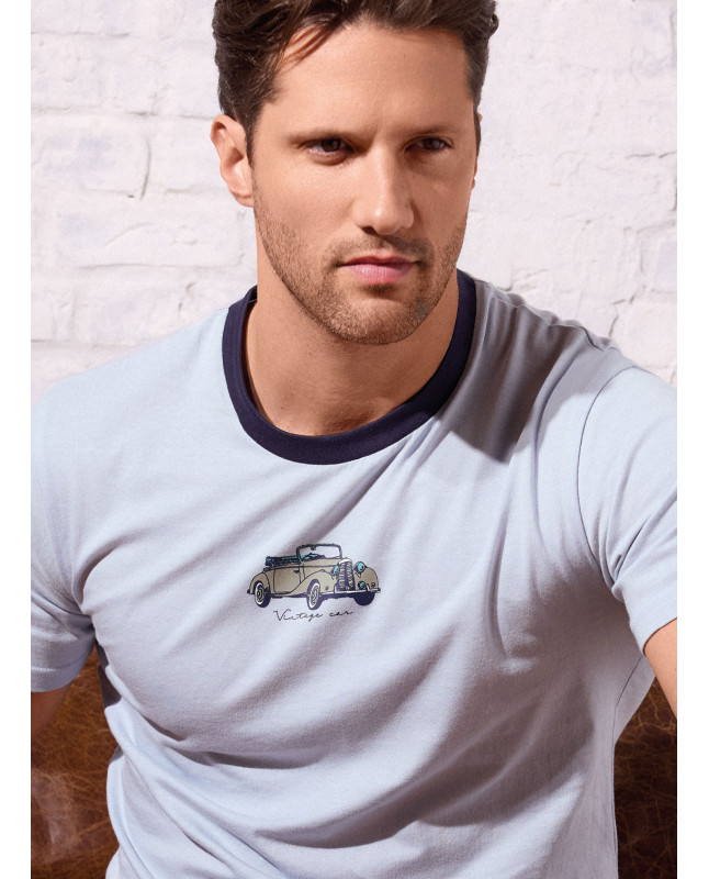 Pigiama uomo girocollo cotone shorts Vintage | INFIOREUOMO