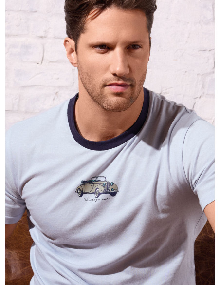 Pigiama uomo girocollo cotone shorts Vintage | INFIOREUOMO