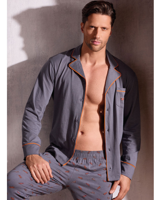 Pigiama uomo aperto jersey cotone Plane | INFIOREUOMO