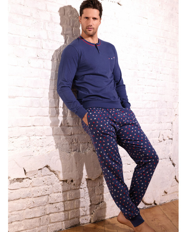 Pigiama uomo serafino in jersey di cotone – Desert | INFIOREUOMO