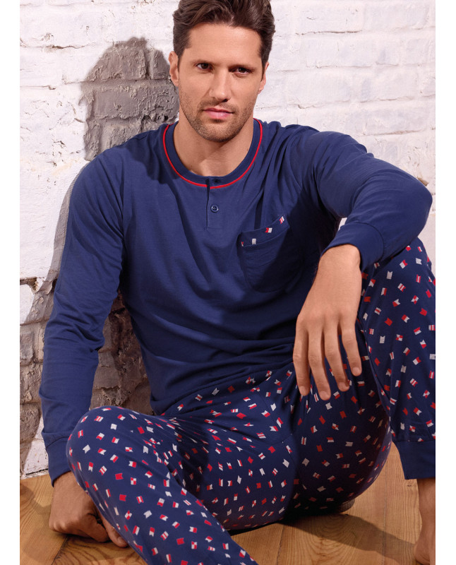 Pigiama uomo serafino in jersey di cotone – Desert | INFIOREUOMO