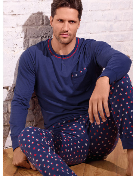 Pigiama uomo serafino in jersey di cotone – Desert | INFIOREUOMO