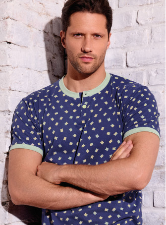 Pigiama uomo serafino mezza manica in jersey di cotone con shorts Serie Yacht INFIOREUOMO 2