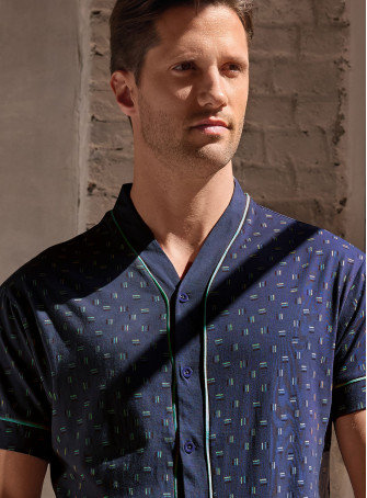 Pigiama uomo aperto mezza manica in jersey di cotone con pantalone lungo Serie Mikado INFIOREUOMO 2