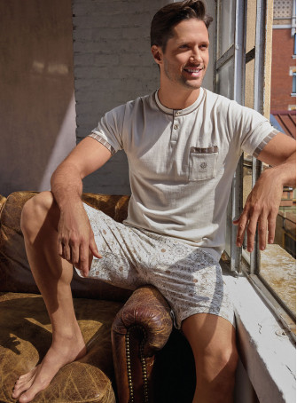 Pigiama serafino uomo jersey cotone pantalone corto World Trip | INFIO