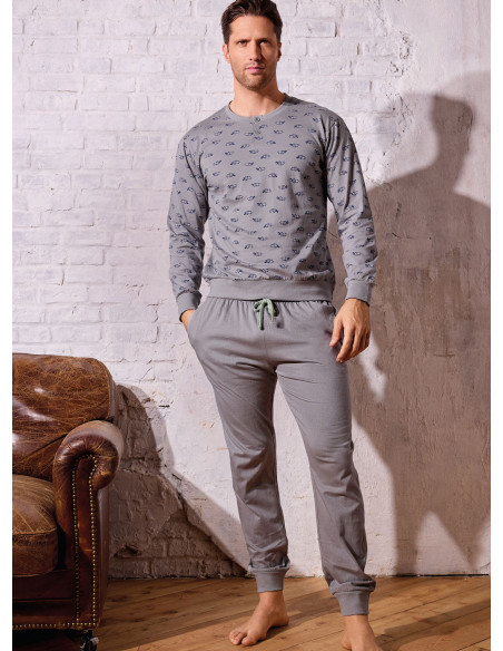 Pigiama uomo serafino jersey cotone Vintage | INFIOREUOMO