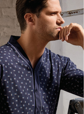 Pigiama uomo aperto manica lunga in jersey di cotone con pantalone lungo Serie Mikado INFIOREUOMO 2