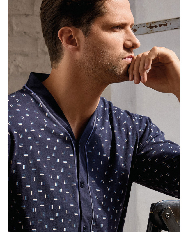 Pigiama uomo aperto jersey cotone Mikado | INFIOREUOMO