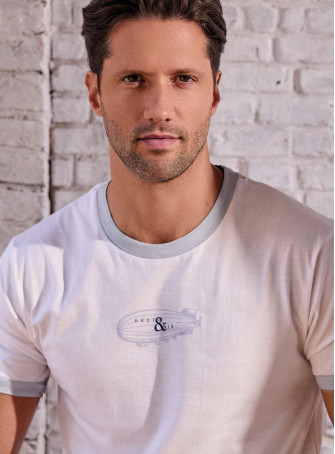 Pigiama uomo girocollo mezza manica in jersey di cotone con shorts Serie Airship INFIOREUOMO 2