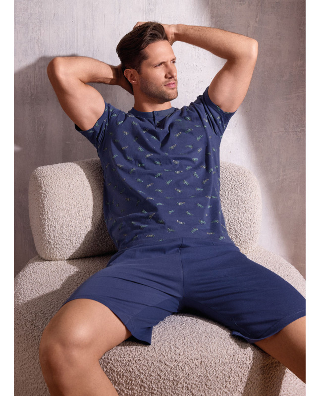 Pigiama uomo serafino cotone shorts Plane | INFIOREUOMO