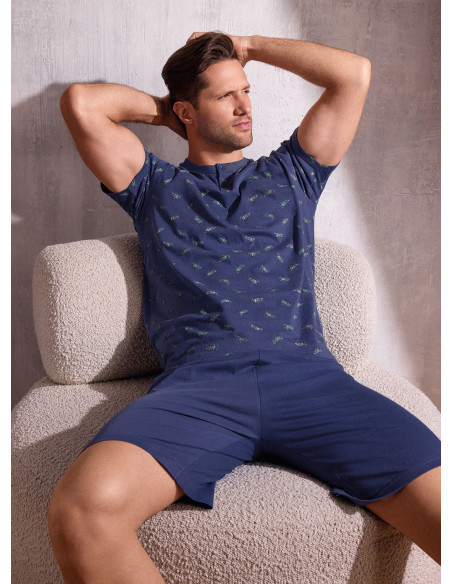 Pigiama uomo serafino cotone shorts Plane | INFIOREUOMO