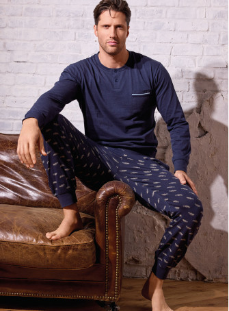 Pigiama uomo serafino jersey cotone Vintage | INFIOREUOMO