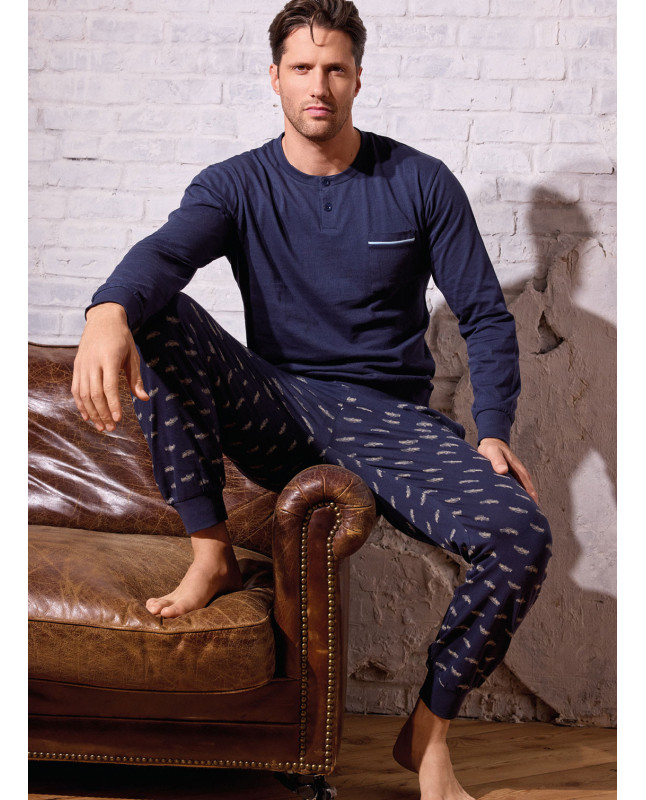 Pigiama uomo serafino jersey cotone Vintage | INFIOREUOMO