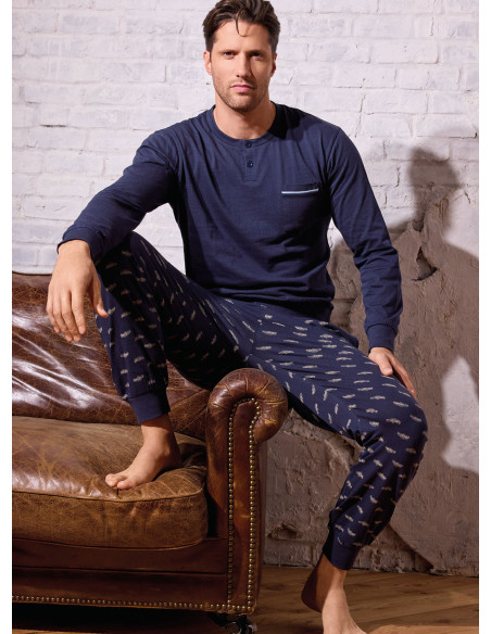 Pigiama uomo serafino jersey cotone Vintage | INFIOREUOMO