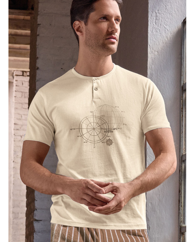 Pigiama serafino uomo jersey cotone shorts World Trip | INFIOREUOMO