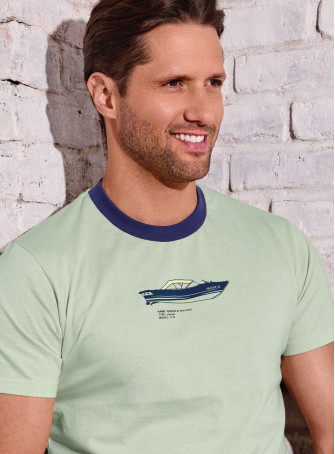 Pigiama uomo girocollo mezza manica in jersey di cotone con shorts Serie Yacht INFIOREUOMO 2