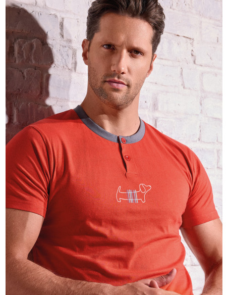 Pigiama uomo serafino cotone shorts Play Dog | INFIOREUOMO