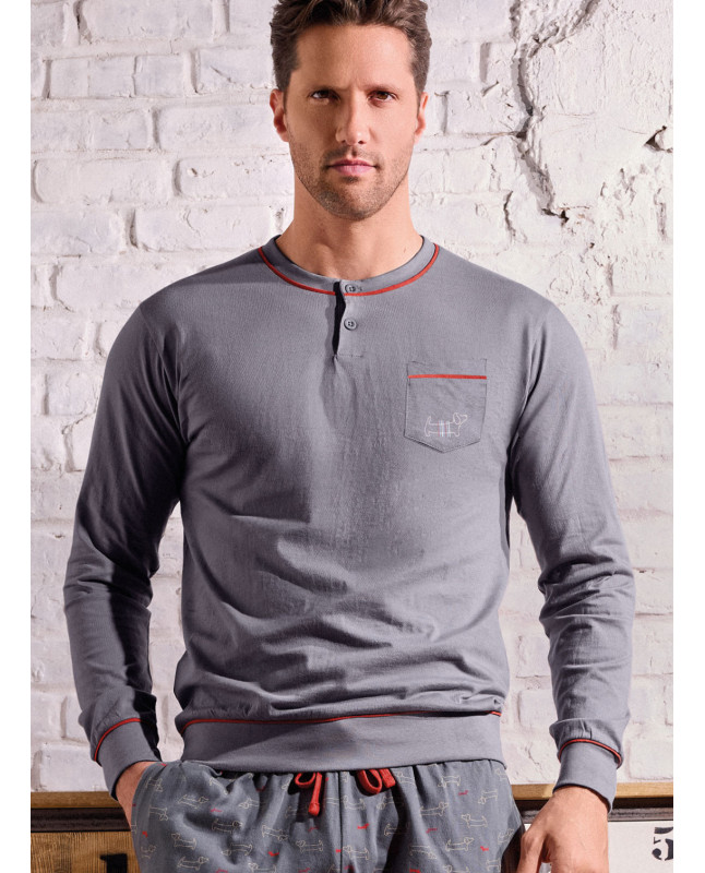 Pigiama uomo serafino jersey cotone Play Dog | INFIOREUOMO