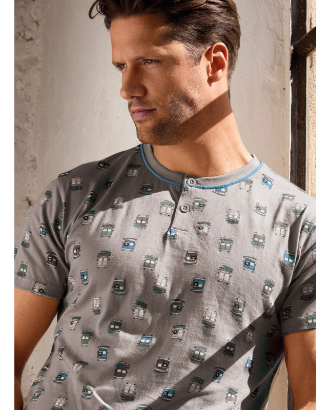 Pigiama uomo serafino cotone shorts Go Surf | INFIOREUOMO