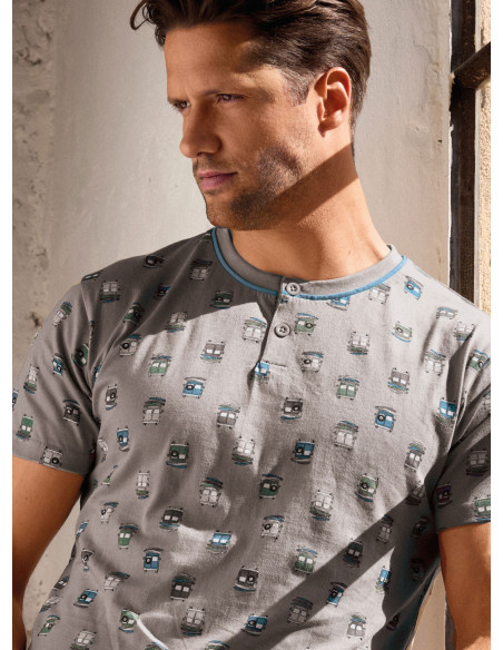 Pigiama uomo serafino cotone shorts Go Surf | INFIOREUOMO