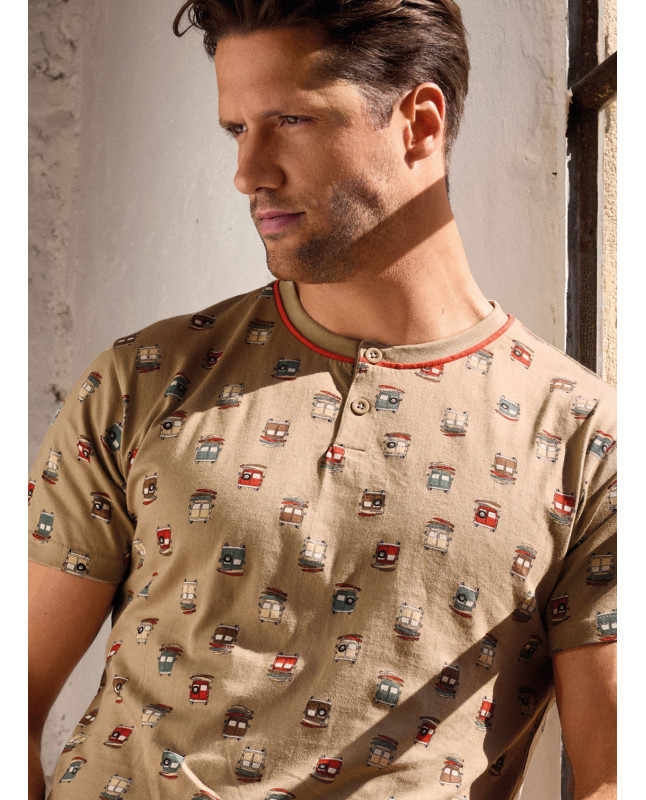 Pigiama uomo serafino cotone shorts Go Surf | INFIOREUOMO