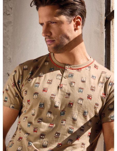 Pigiama uomo serafino cotone shorts Go Surf | INFIOREUOMO