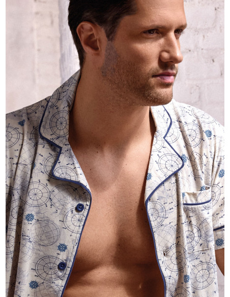 Pigiama aperto uomo jersey cotone shorts World Trip | INFIOREUOMO