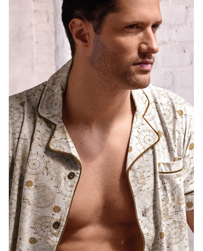 Pigiama aperto uomo jersey cotone shorts World Trip | INFIOREUOMO