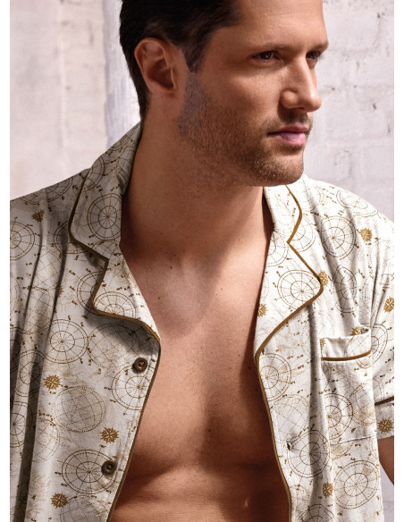 Pigiama aperto uomo jersey cotone shorts World Trip | INFIOREUOMO