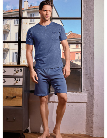 Pigiama uomo serafino cotone shorts Desert | INFIOREUOMO
