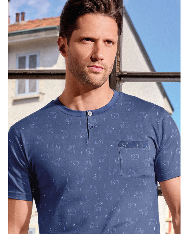 Pigiama uomo serafino cotone shorts Desert | INFIOREUOMO