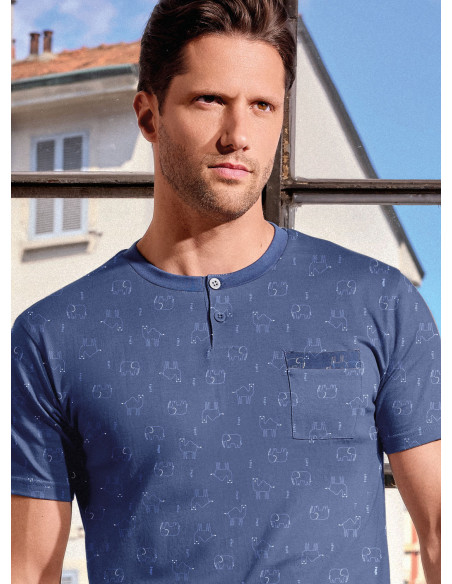 Pigiama uomo serafino cotone shorts Desert | INFIOREUOMO