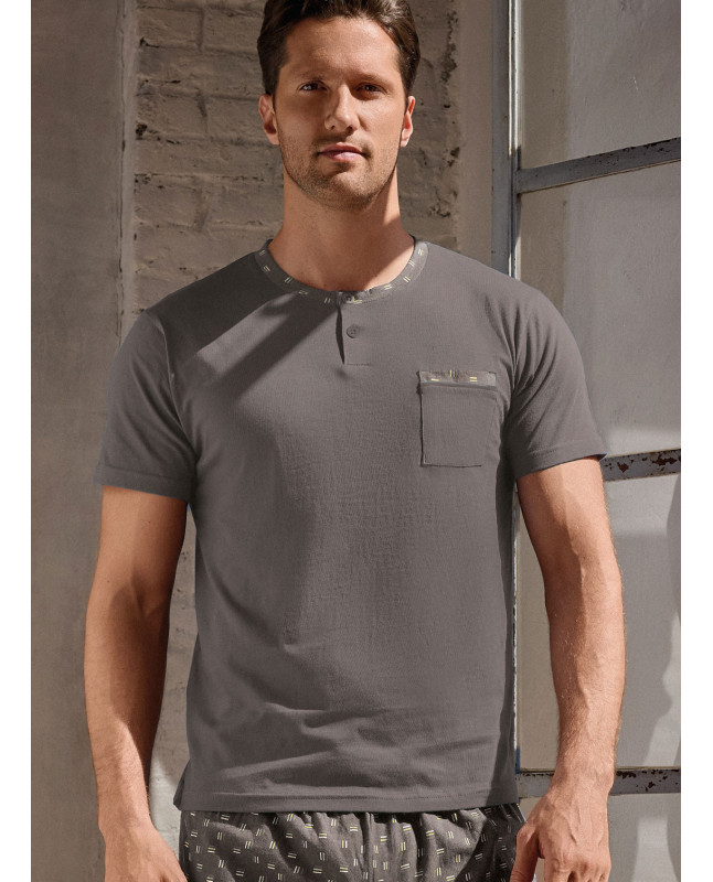 Pigiama uomo serafino cotone shorts Mikado | INFIOREUOMO