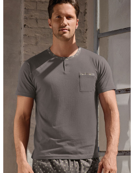 Pigiama uomo serafino cotone shorts Mikado | INFIOREUOMO