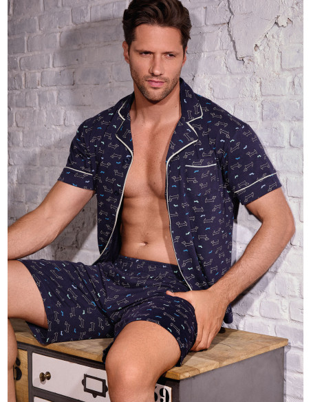Pigiama uomo aperto cotone shorts Play Dog | INFIOREUOMO