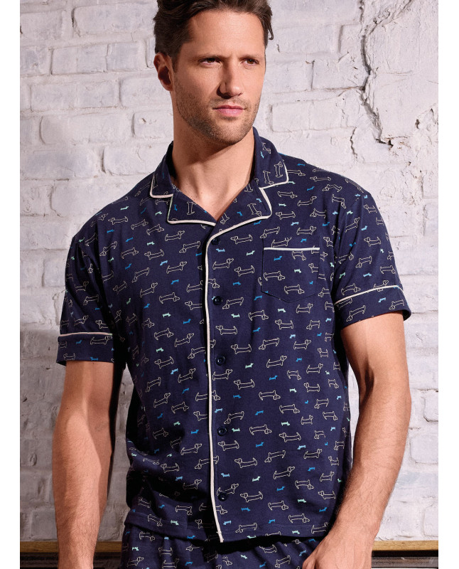 Pigiama uomo aperto cotone shorts Play Dog | INFIOREUOMO