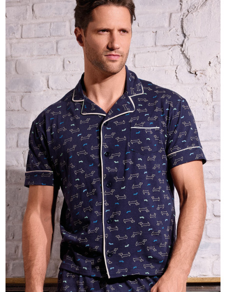 Pigiama uomo aperto cotone shorts Play Dog | INFIOREUOMO