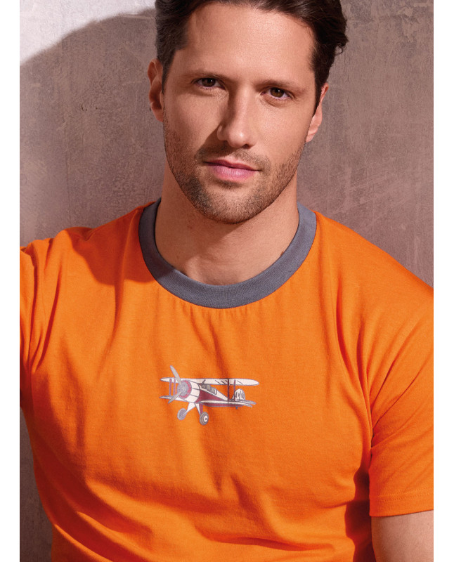 Pigiama uomo girocollo cotone shorts Plane | INFIOREUOMO