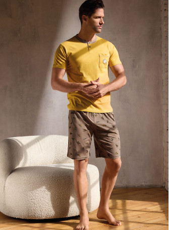 Pigiama uomo serafino mezza manica in jersey di cotone con shorts Serie Jogging INFIOREUOMO 2