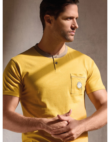 Pigiama uomo serafino jersey cotone shorts Jogging | INFIOREUOMO