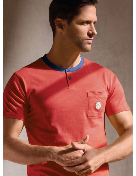 Pigiama uomo serafino jersey cotone shorts Jogging | INFIOREUOMO