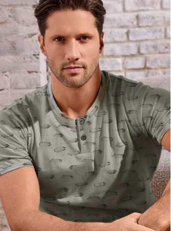 Pigiama uomo serafino mezza manica in jersey di cotone con shorts Serie Airship INFIOREUOMO 2
