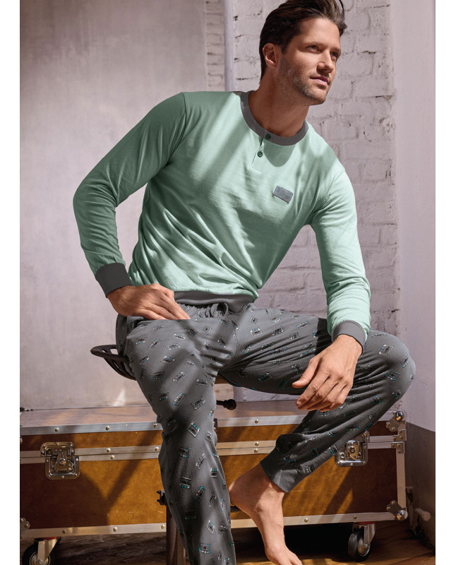 Pigiama uomo serafino in jersey di cotone – Music Play | INFIOREUOMO