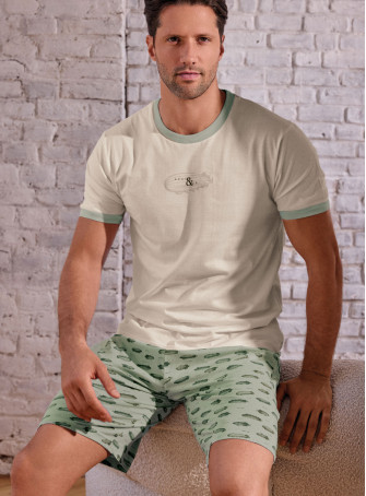 Pigiama uomo girocollo mezza manica in jersey di cotone con shorts Serie Airship INFIOREUOMO 2