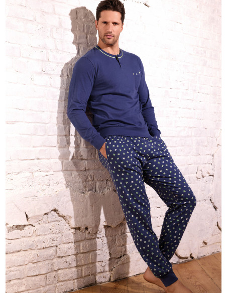 Pigiama uomo serafino in jersey di cotone – Yacht | INFIOREUOMO