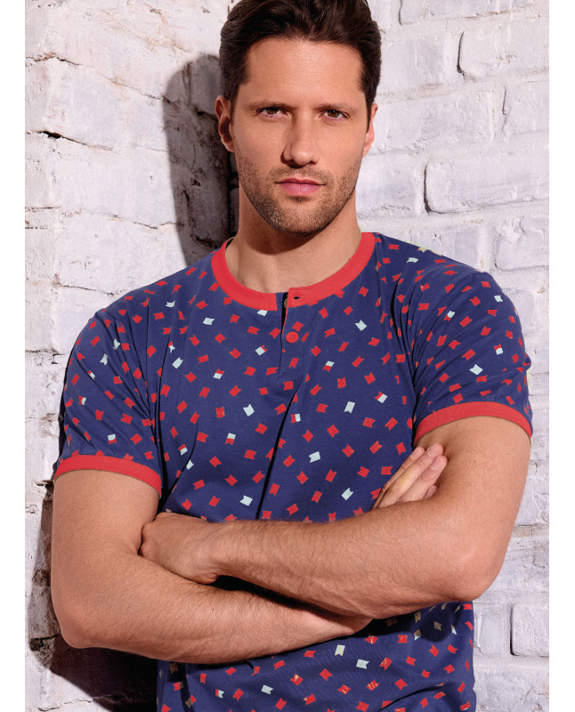 Pigiama uomo serafino cotone shorts Yacht | INFIOREUOMO