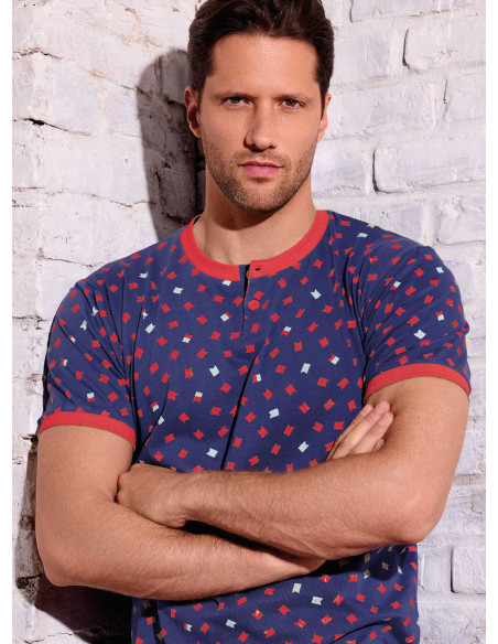 Pigiama uomo serafino cotone shorts Yacht | INFIOREUOMO