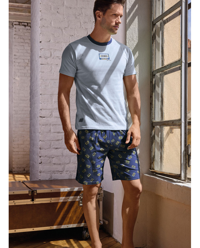 Pigiama uomo girocollo cotone shorts Music Play | INFIOREUOMO