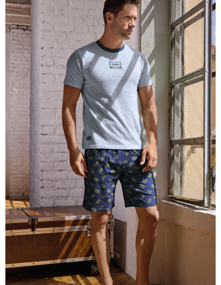 Pigiama uomo girocollo cotone shorts Music Play | INFIOREUOMO